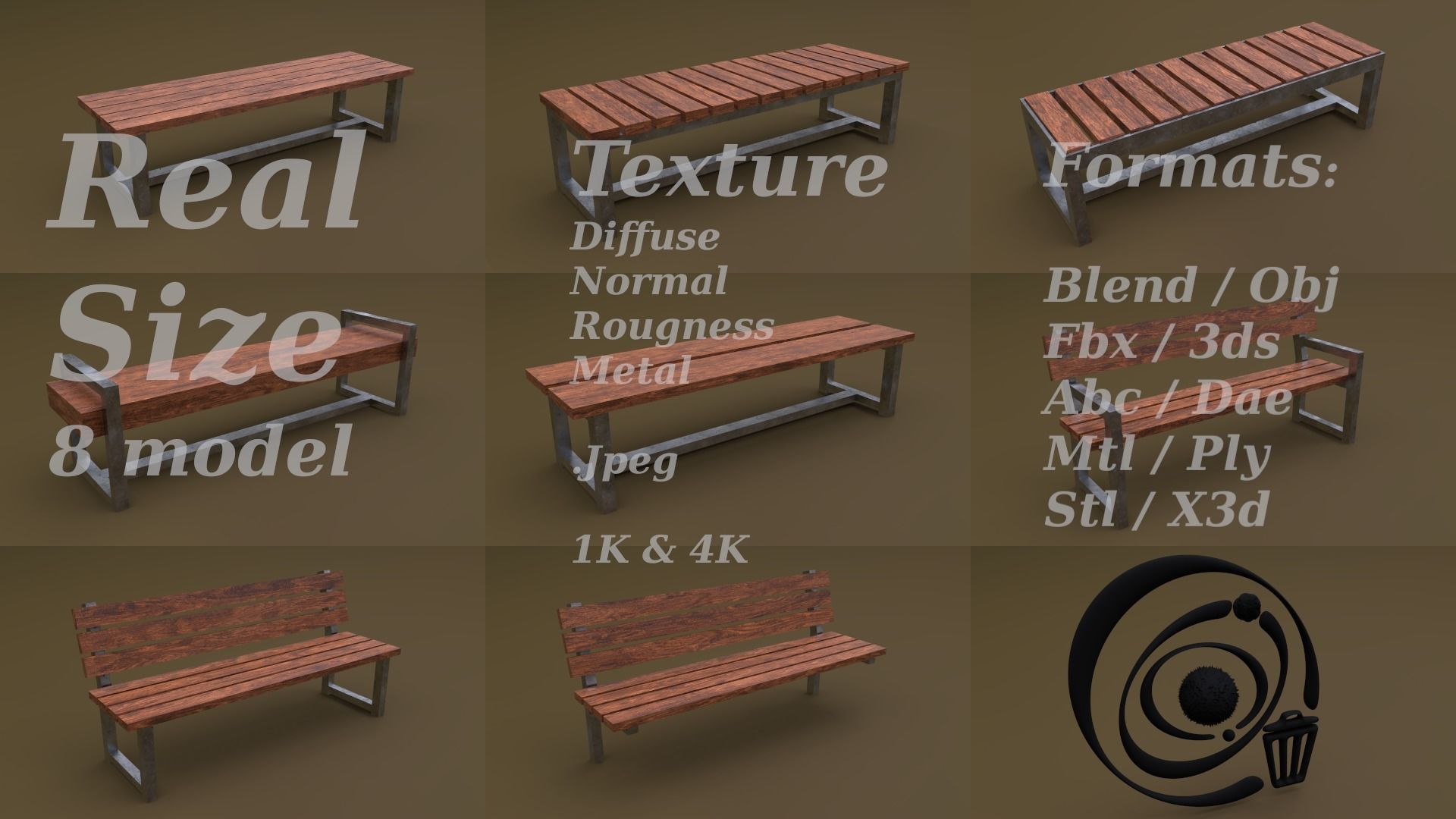 Bench Set 32 8M4T 3D Model Collection_54