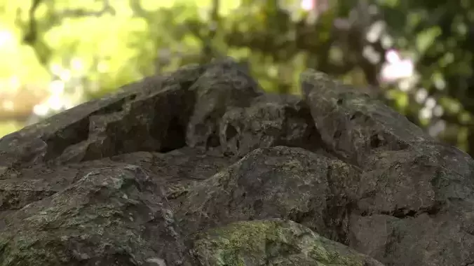 Moss-Base Rock Pack PBR Low Poly