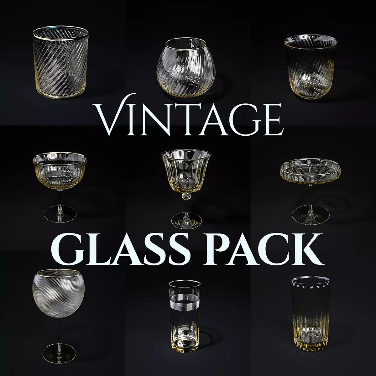 Vintage Glass Pack 3D model