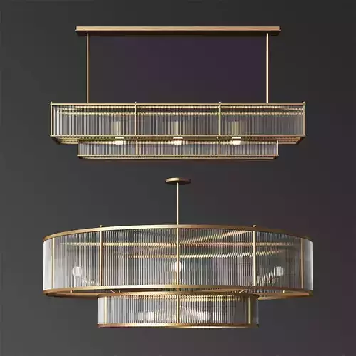 Marais Linear and Marais Round Chandelier Set 3D model