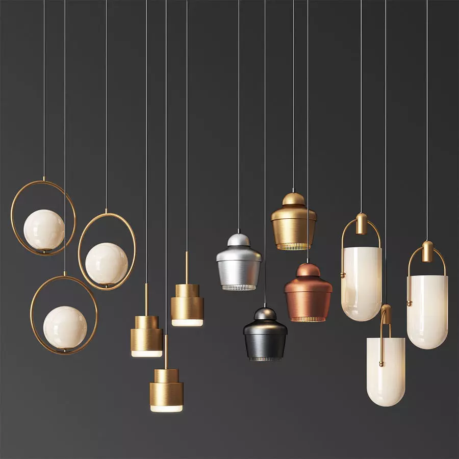 Four Hanging Light Set 06 3D model_0