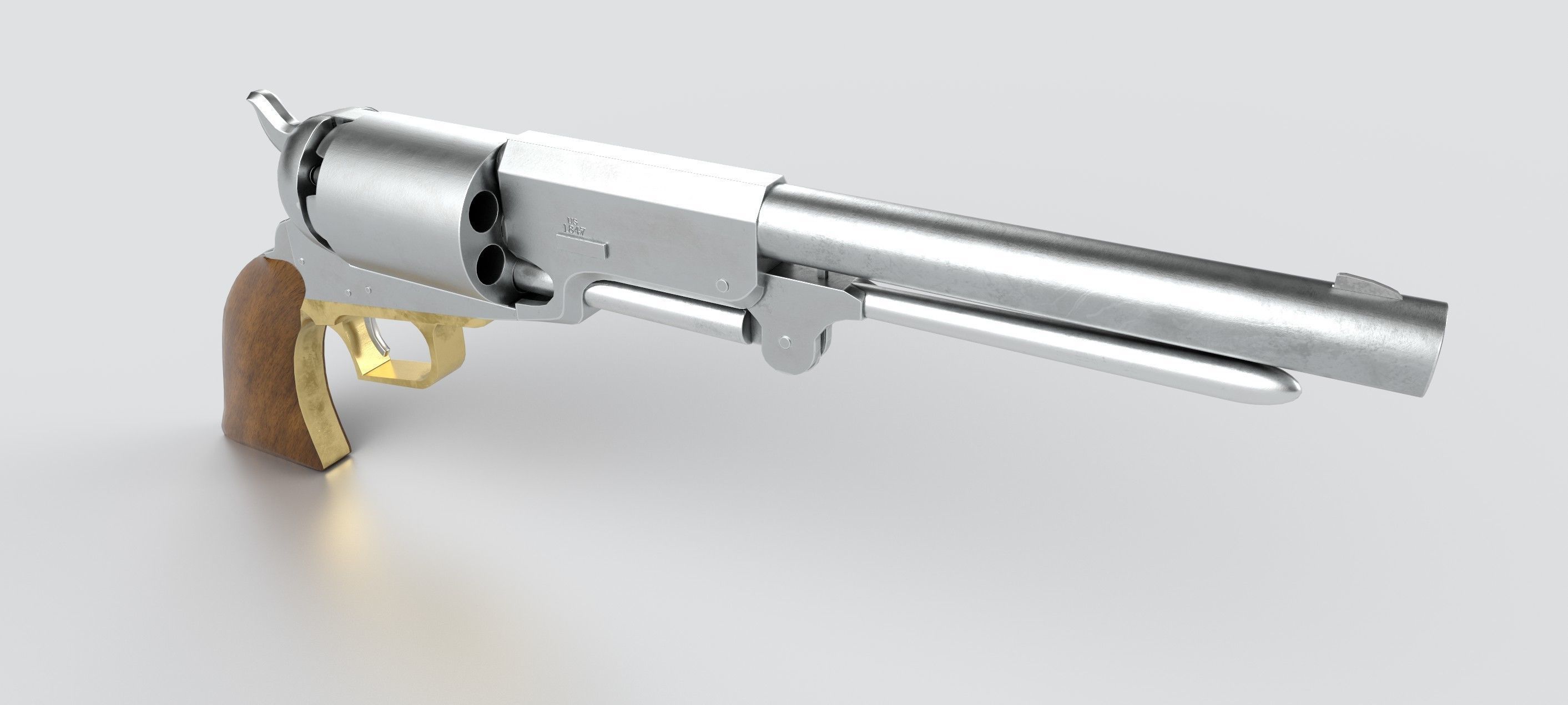 Colt Walker Revolver Low-poly 3D model_3