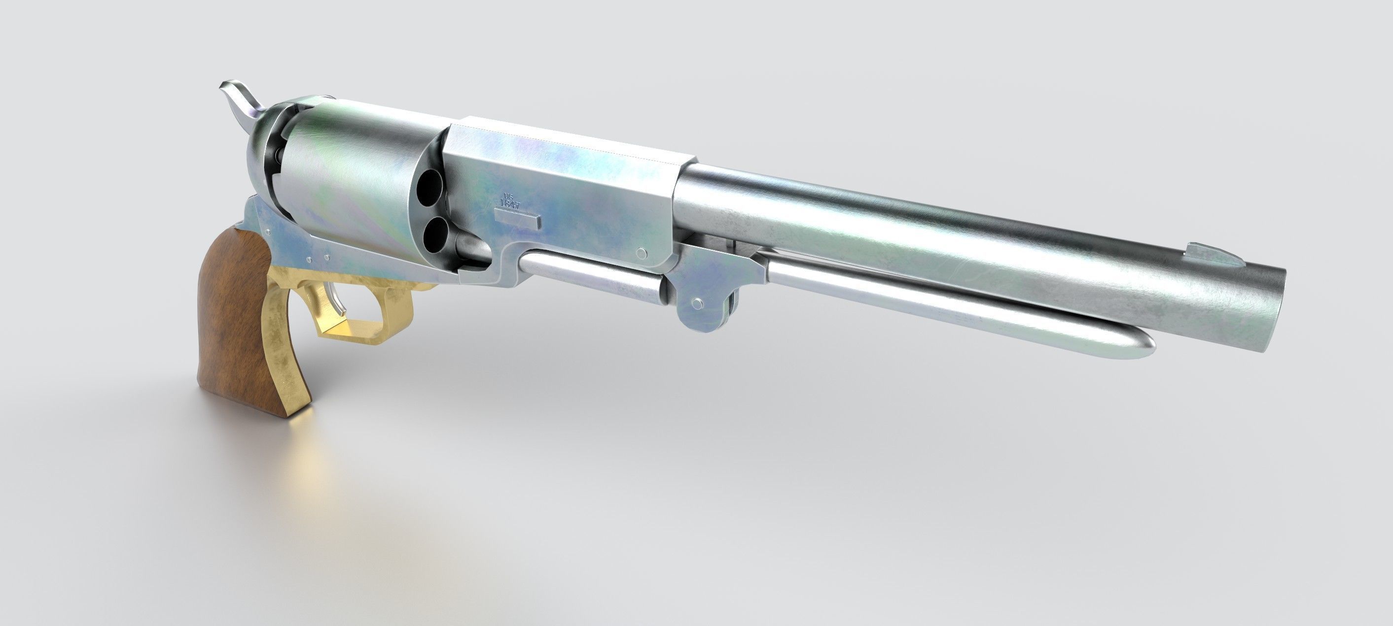 Colt Walker Revolver Low-poly 3D model_2