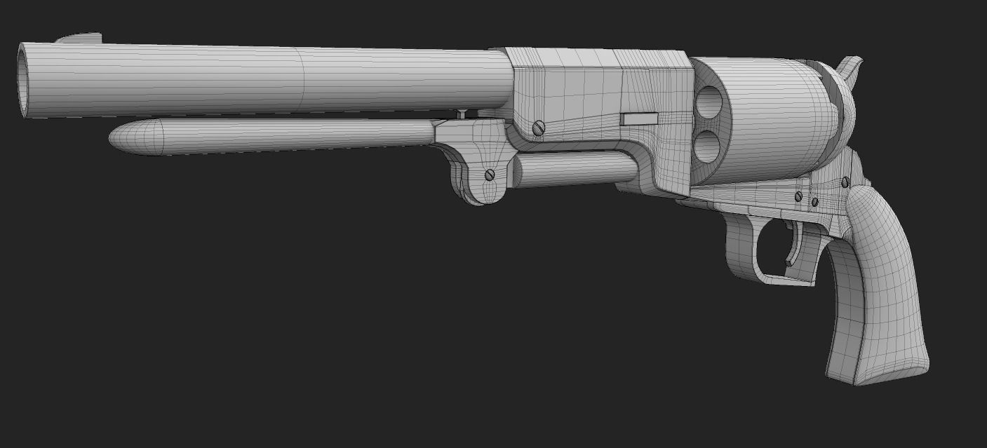 Colt Walker Revolver Low-poly 3D model_9