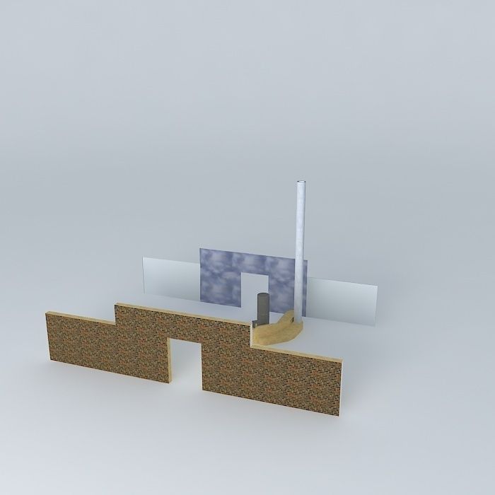 Heater model brick wall with door in middle Free 3D model_1