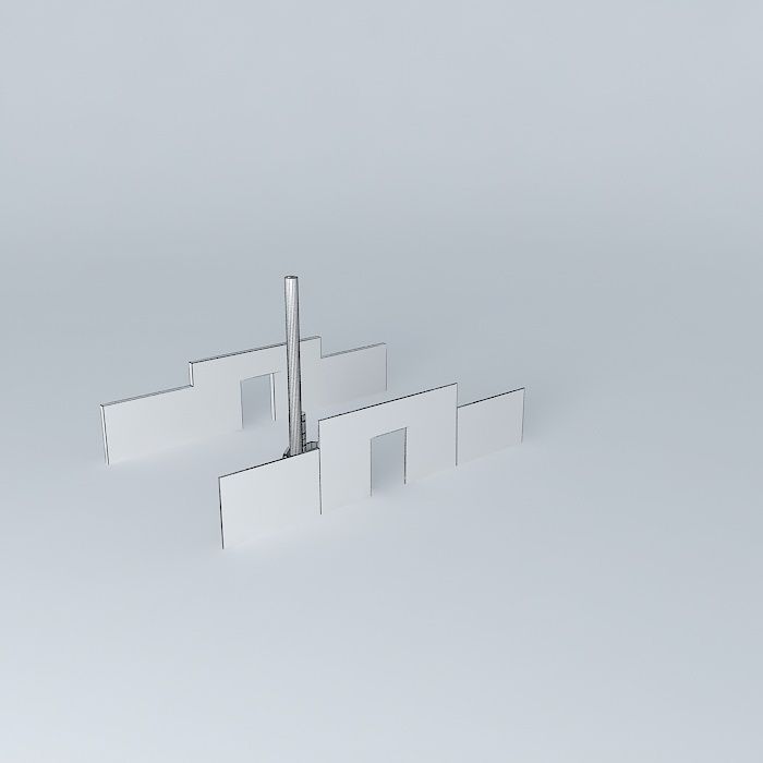 Heater model brick wall with door in middle Free 3D model_3