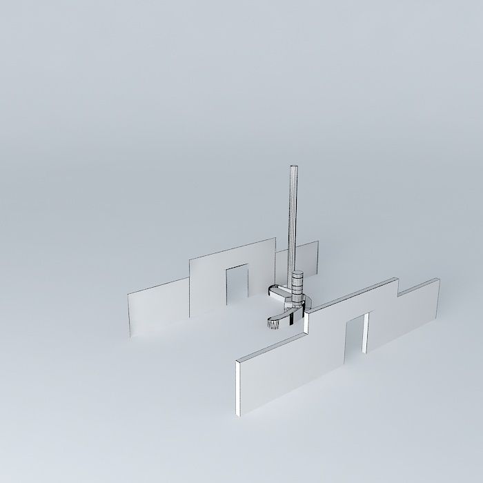 Heater model brick wall with door in middle Free 3D model_4