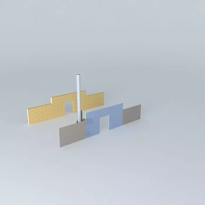 Heater model brick wall with door in middle Free 3D model_0