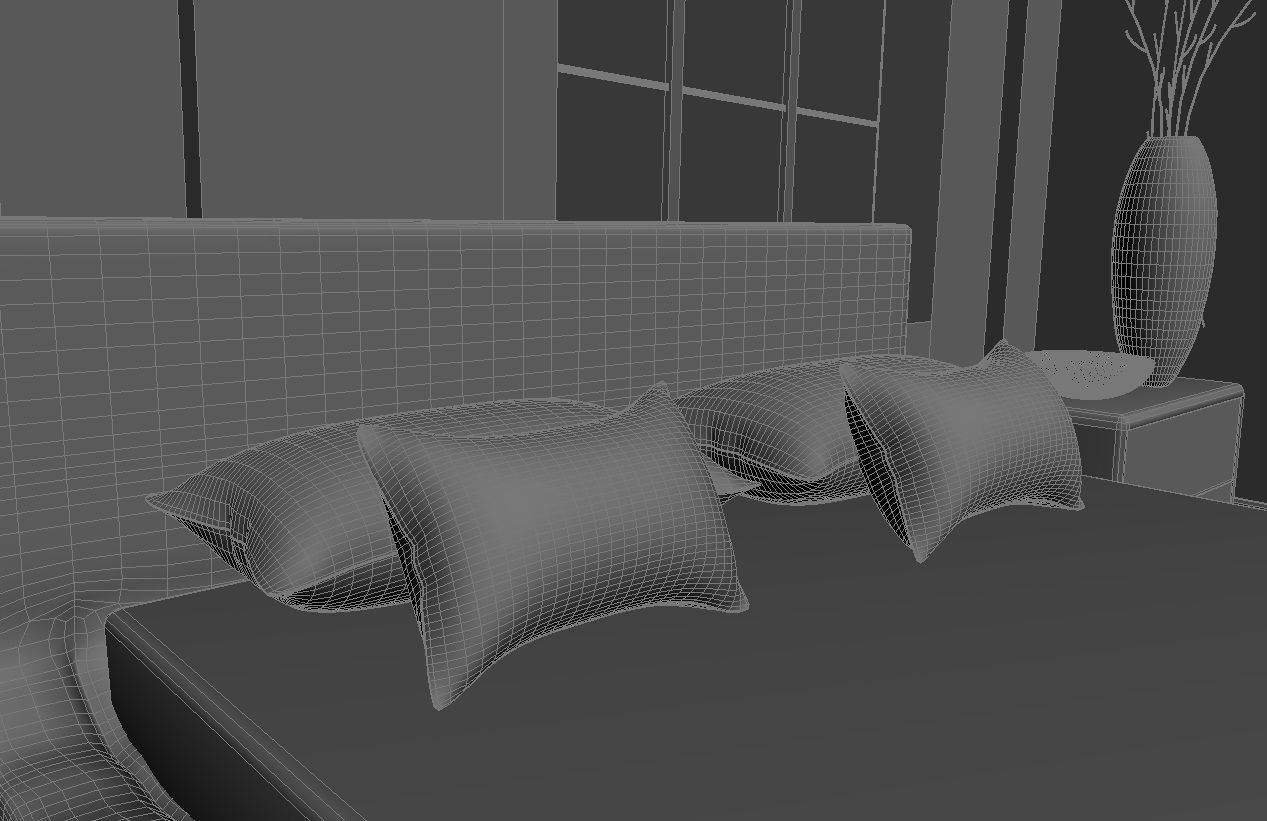 bed room 3D model Low-poly 3D model_4