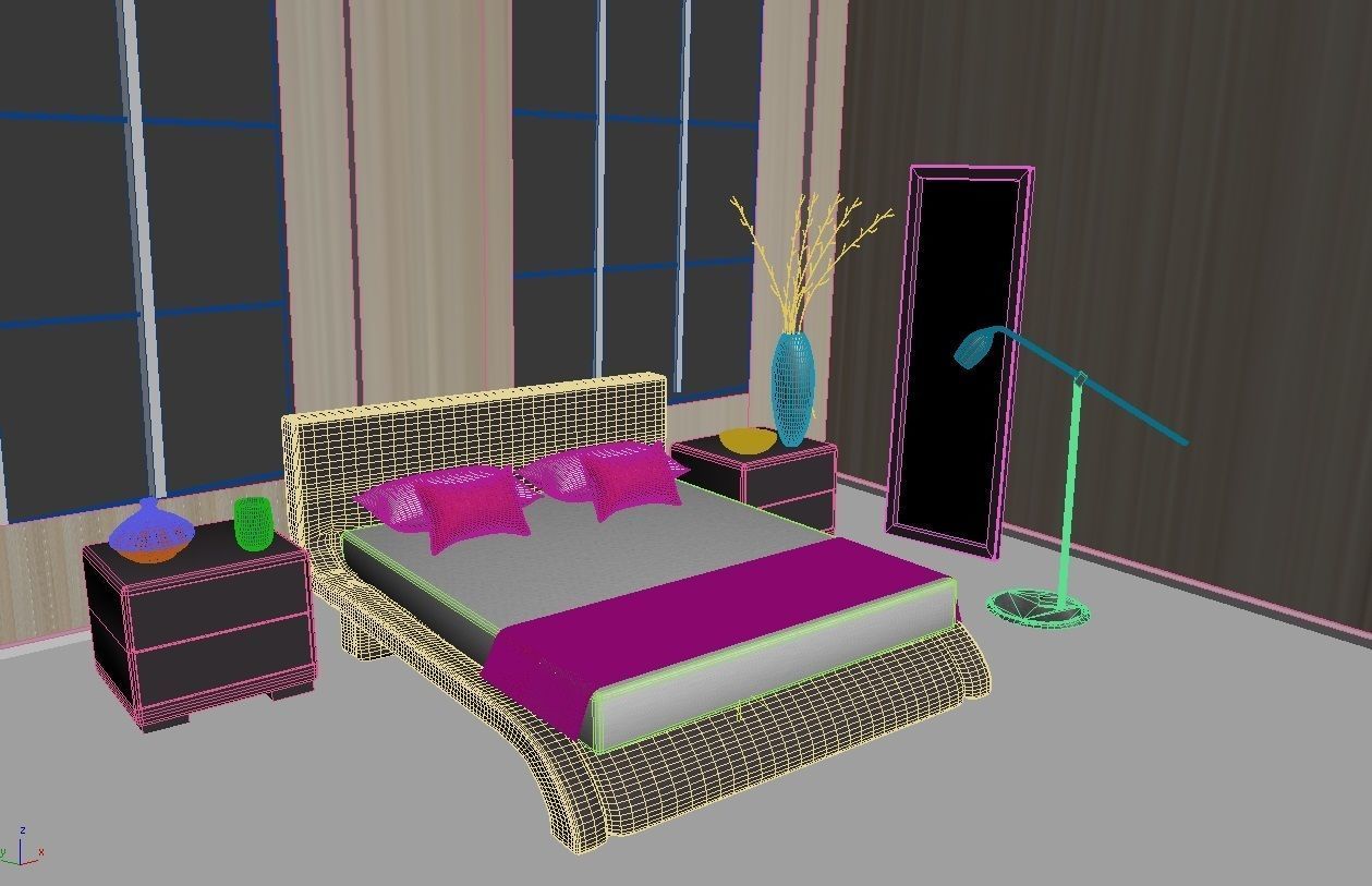 bed room 3D model Low-poly 3D model_6