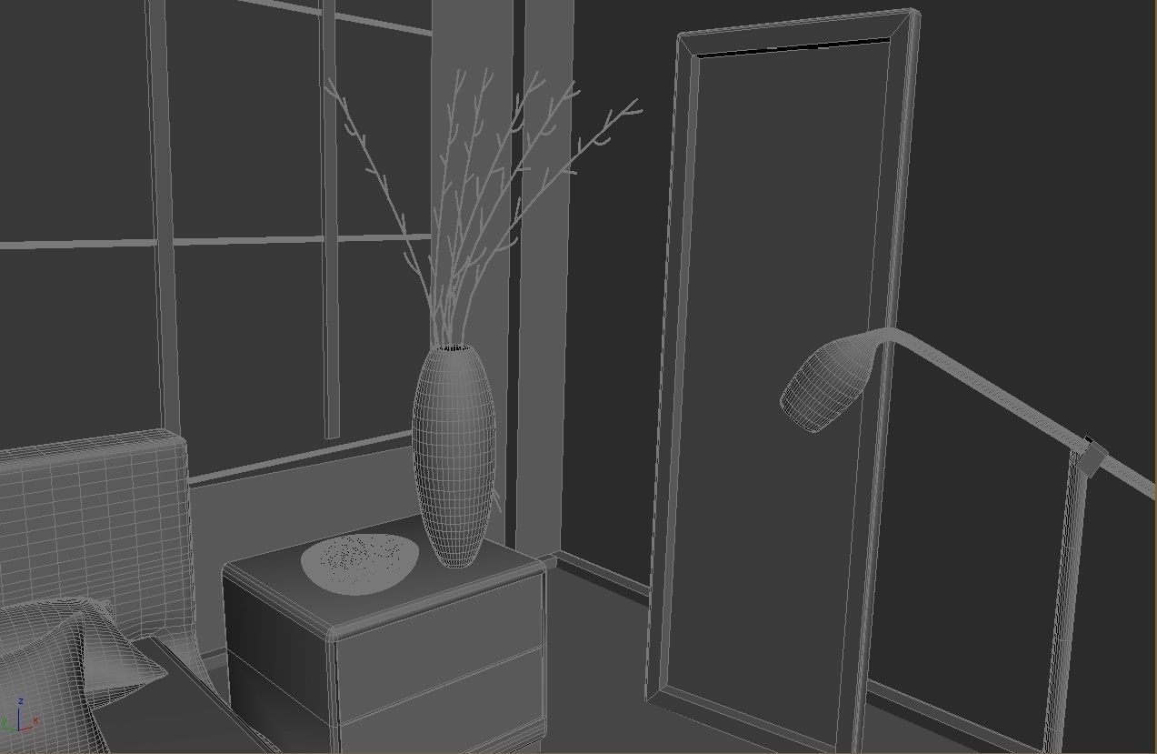 bed room 3D model Low-poly 3D model_3