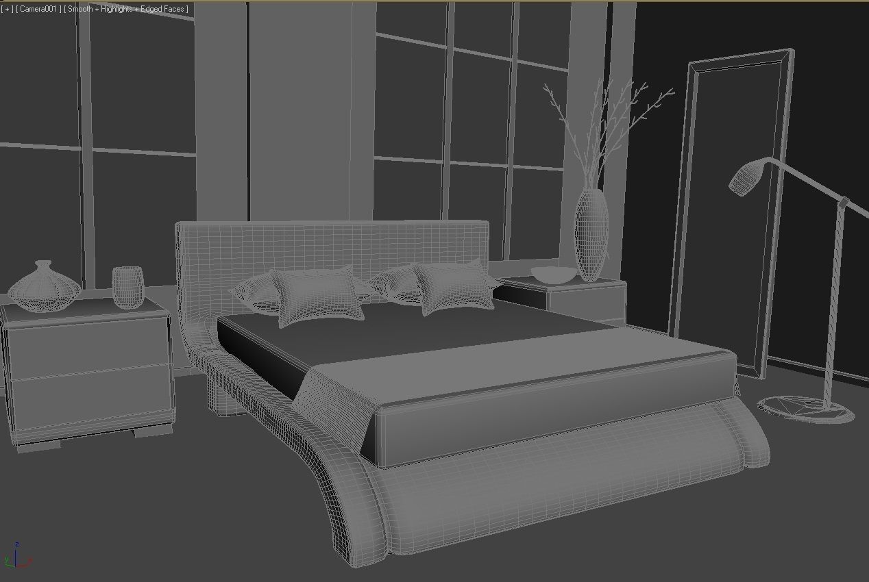 bed room 3D model Low-poly 3D model_2