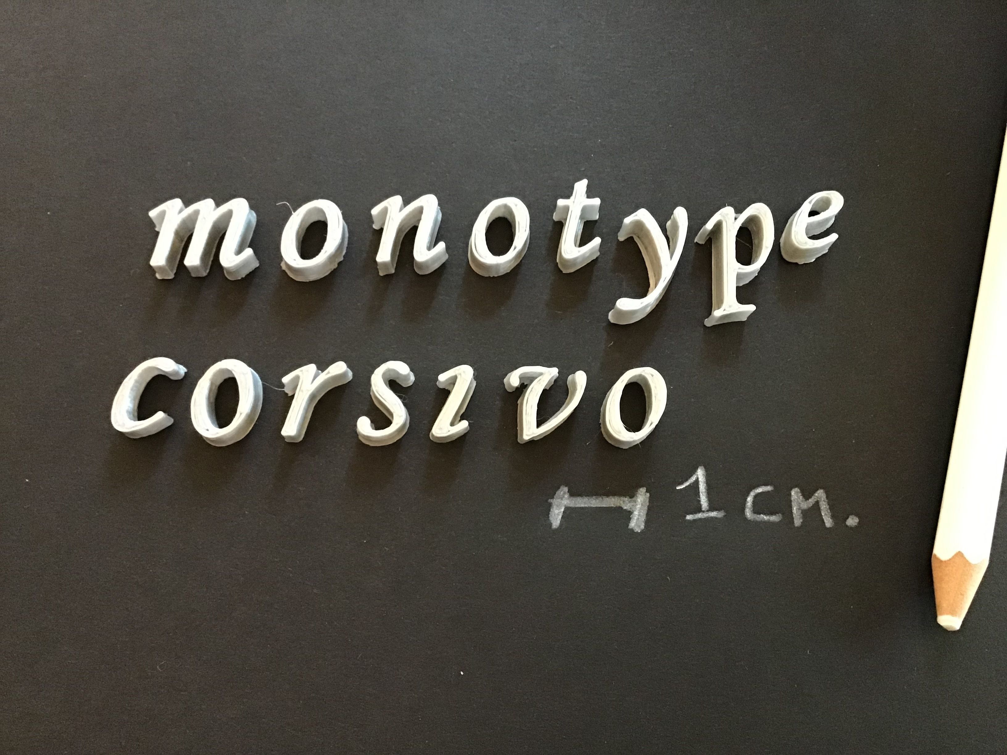 MONOTYPE CORSIVE FONT UPPERCASE AND LOWERCASE 3D LETTERS  3D print model_3