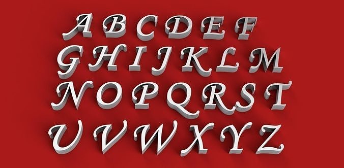 MONOTYPE CORSIVE FONT UPPERCASE AND LOWERCASE 3D LETTERS  3D print model