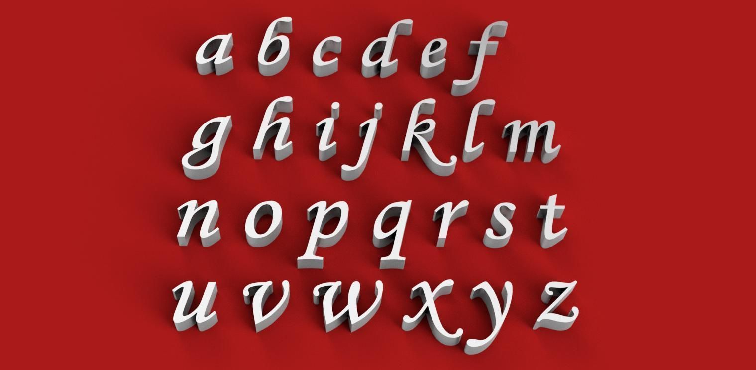 MONOTYPE CORSIVE FONT UPPERCASE AND LOWERCASE 3D LETTERS  3D print model_1