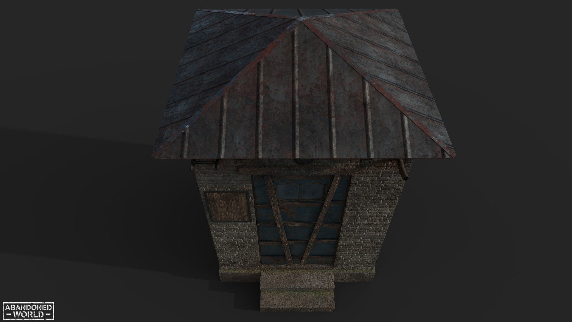 Abandoned Check Point Low-poly 3D model_5