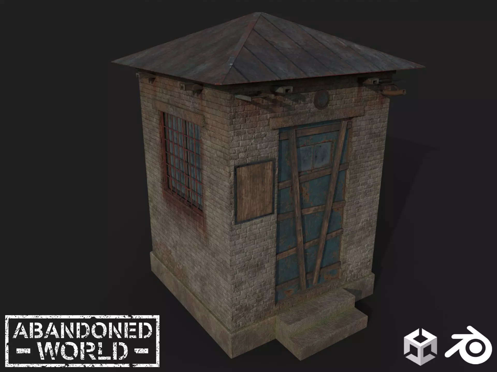 Abandoned Check Point Low-poly 3D model_0