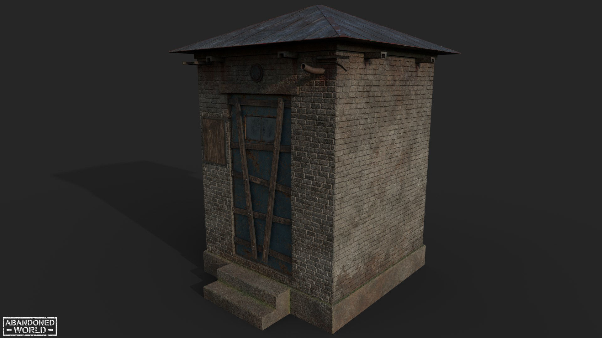 Abandoned Check Point Low-poly 3D model_4