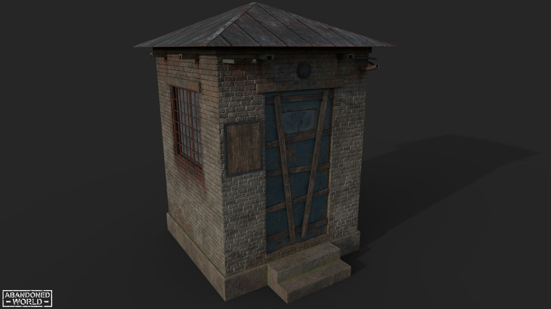 Abandoned Check Point Low-poly 3D model_1