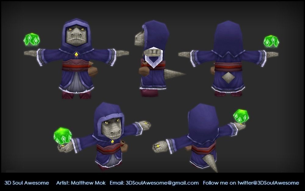 Lizard Mage Low-poly 3D model_2