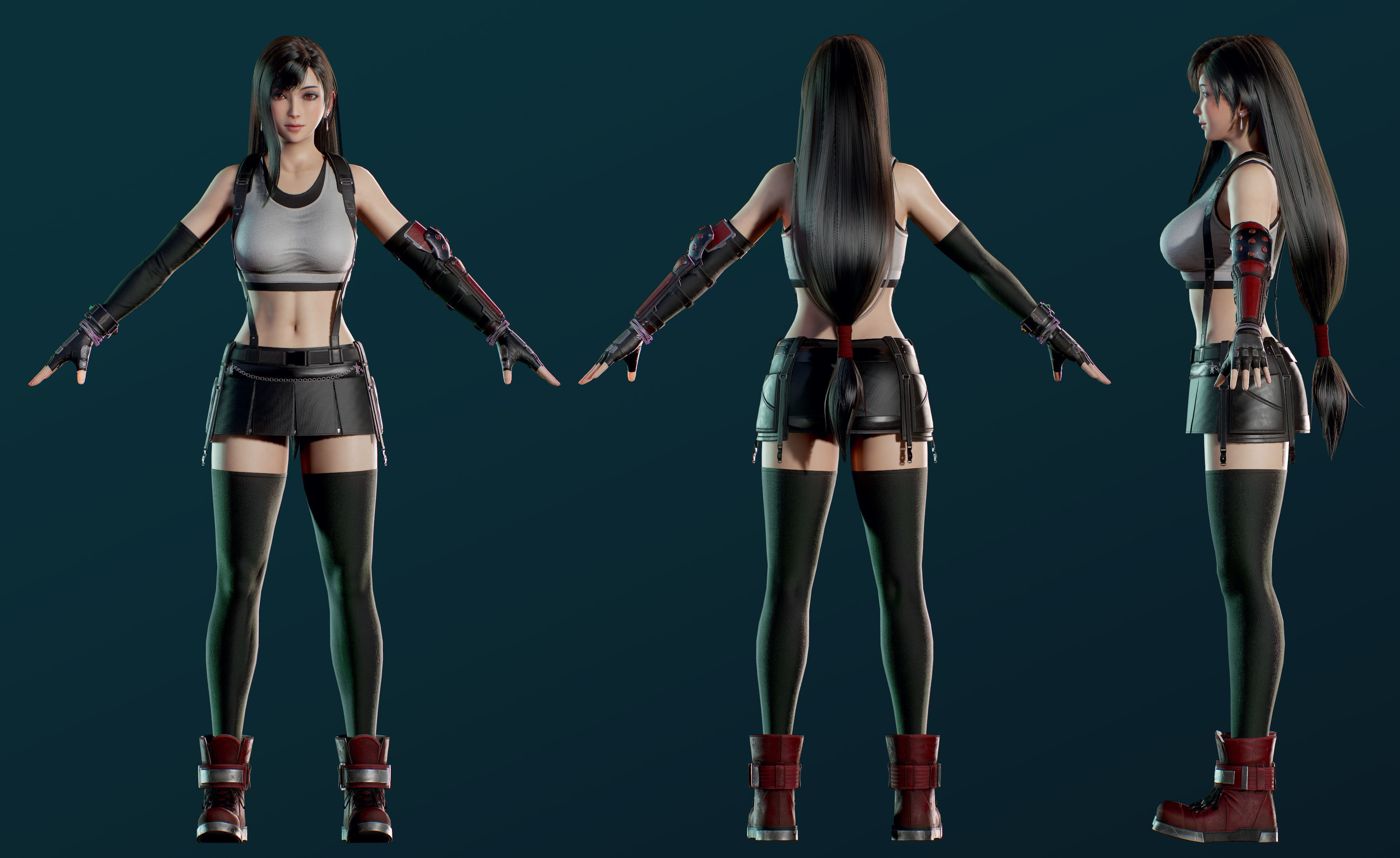 Tifa Lockhart - Game Ready Low-poly 3D model_13