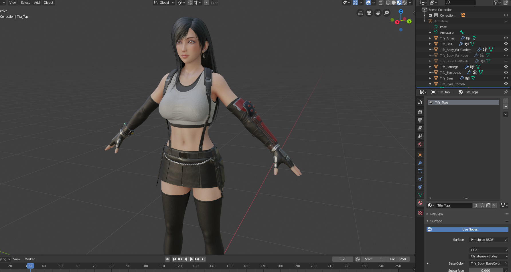 Tifa Lockhart - Game Ready Low-poly 3D model_5