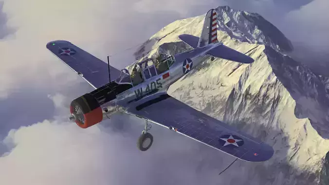 BT-13 Vultee Valiant Low-poly 3D model