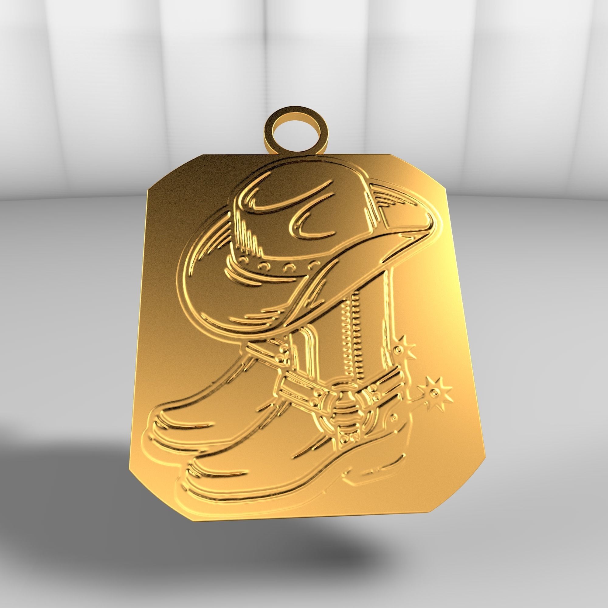 Country boots and hat 3D model_21