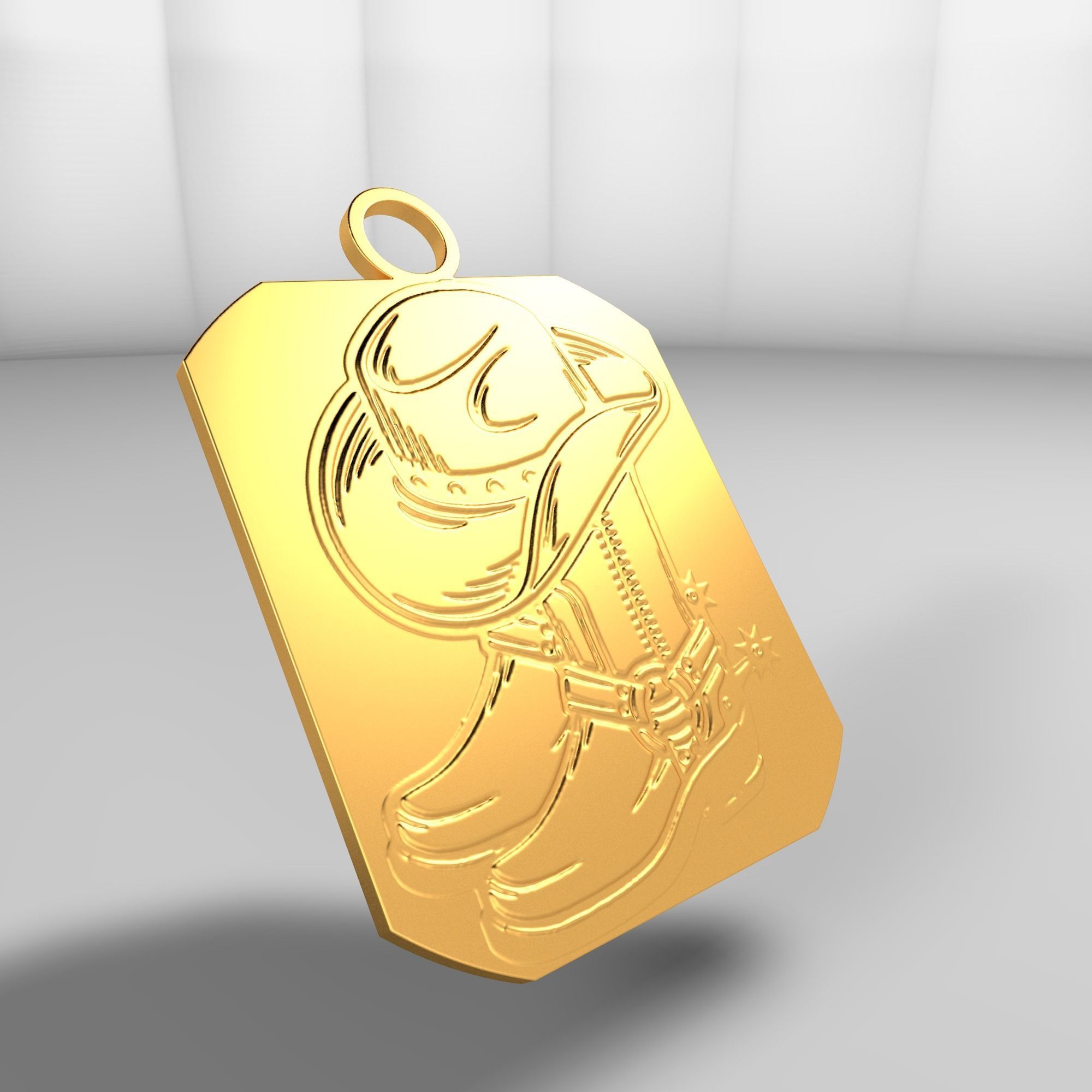 Country boots and hat 3D model_14