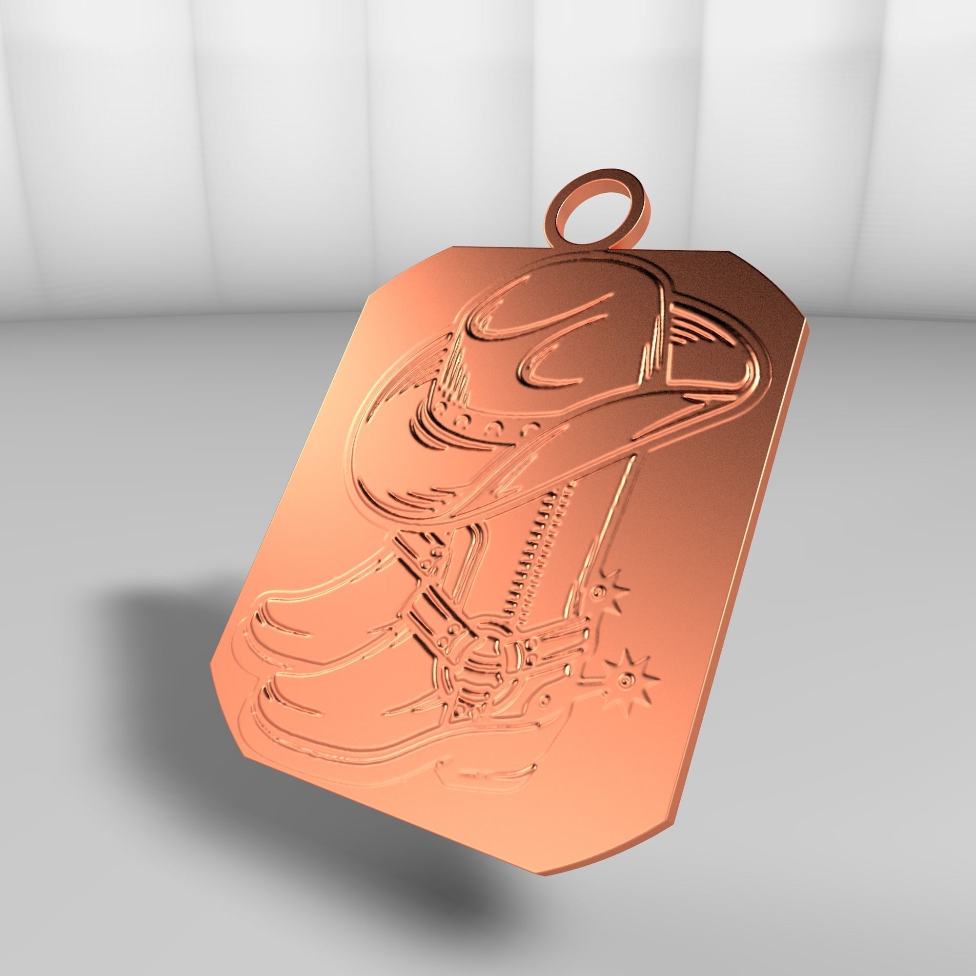 Country boots and hat 3D model_29