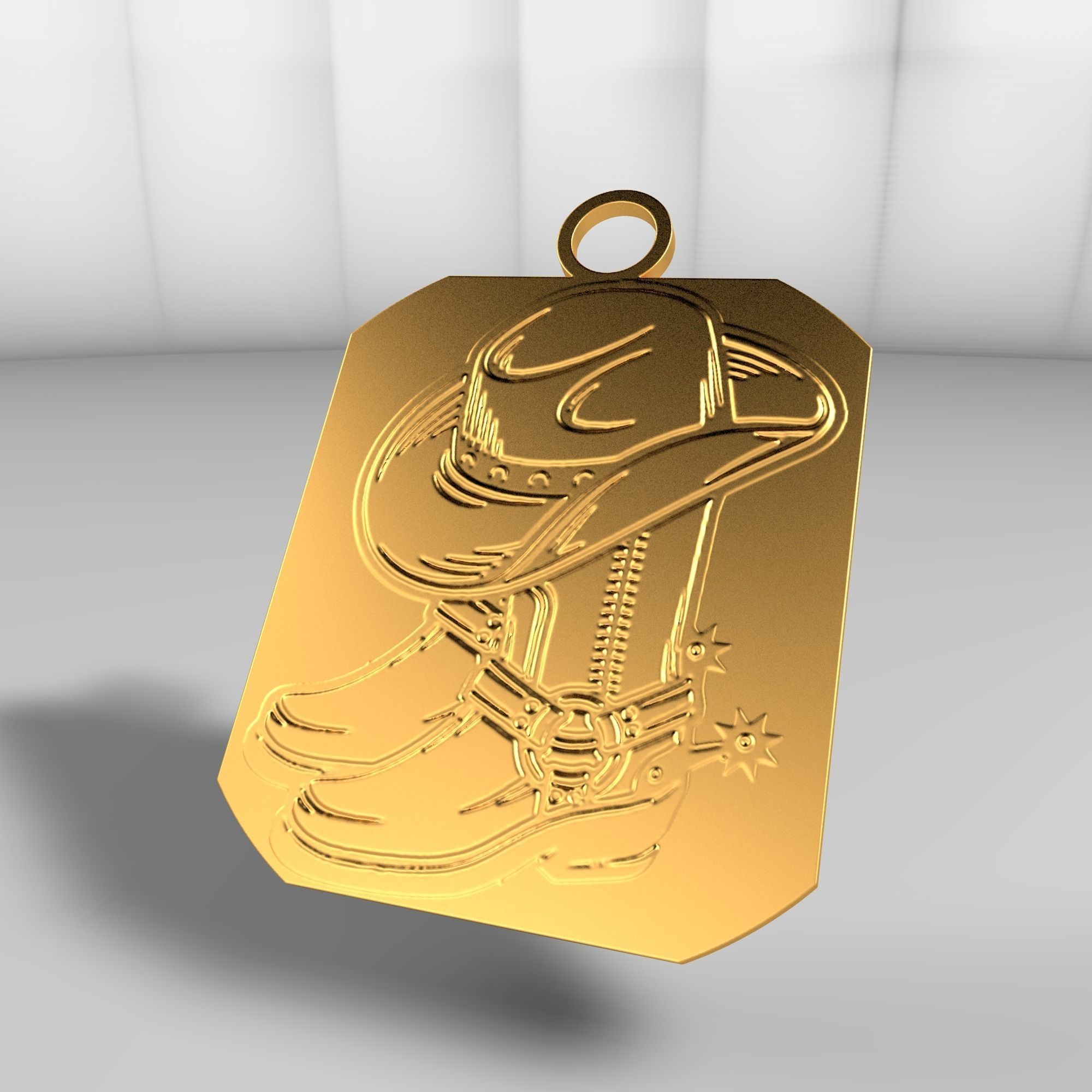 Country boots and hat 3D model_17