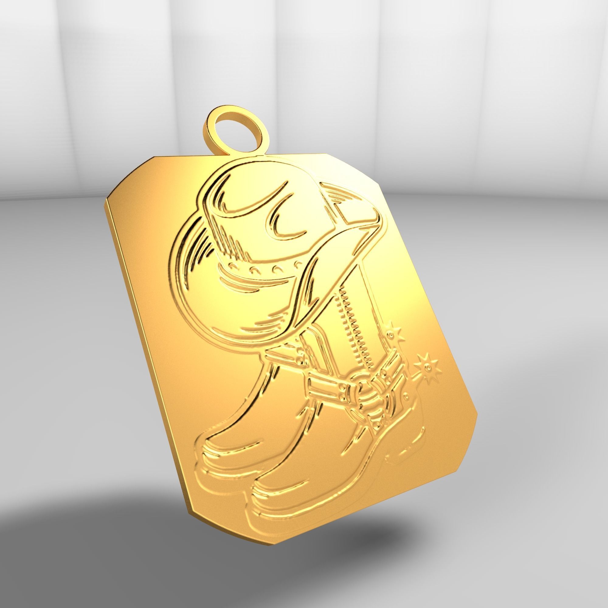 Country boots and hat 3D model_20