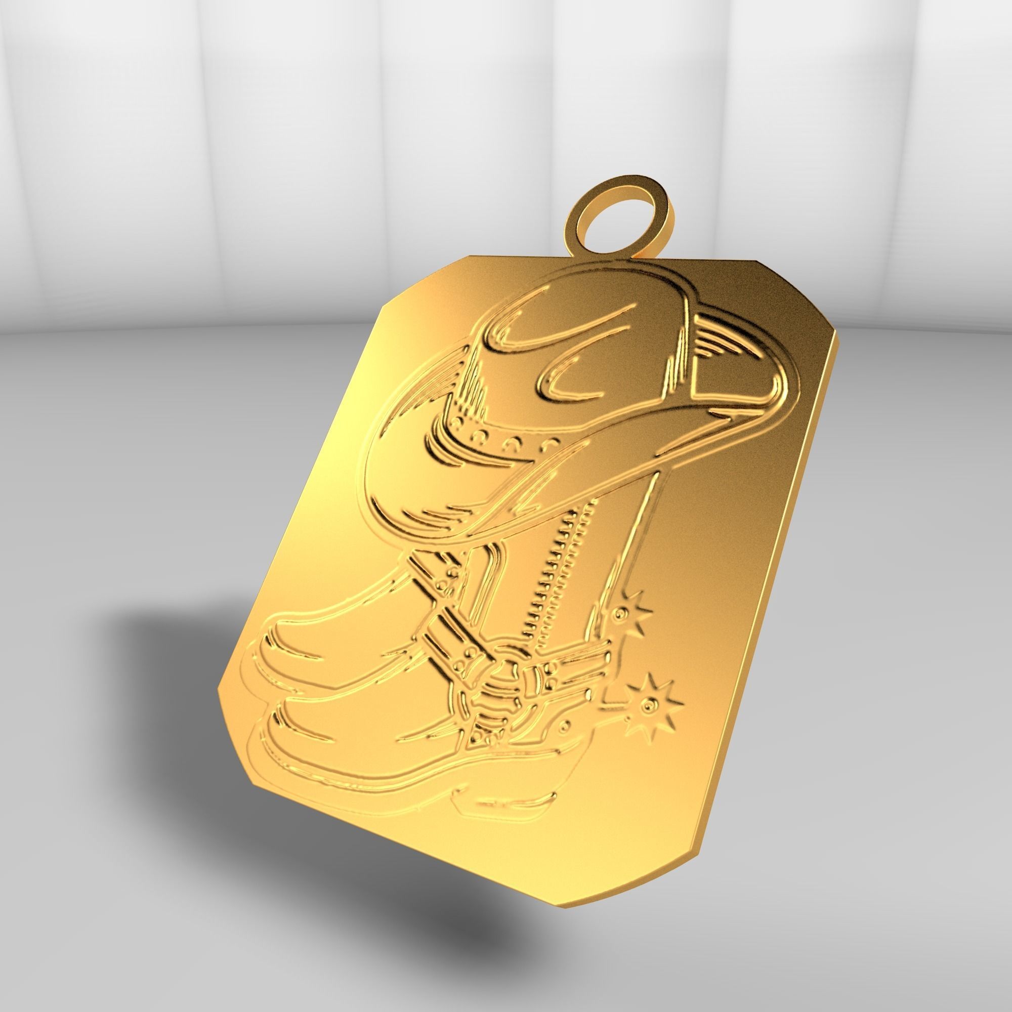 Country boots and hat 3D model_16