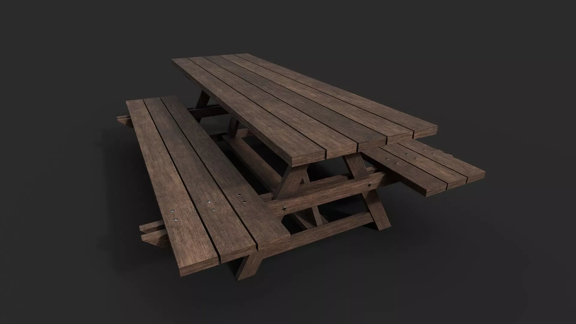 Picnic Bench Low-poly 3D model_0