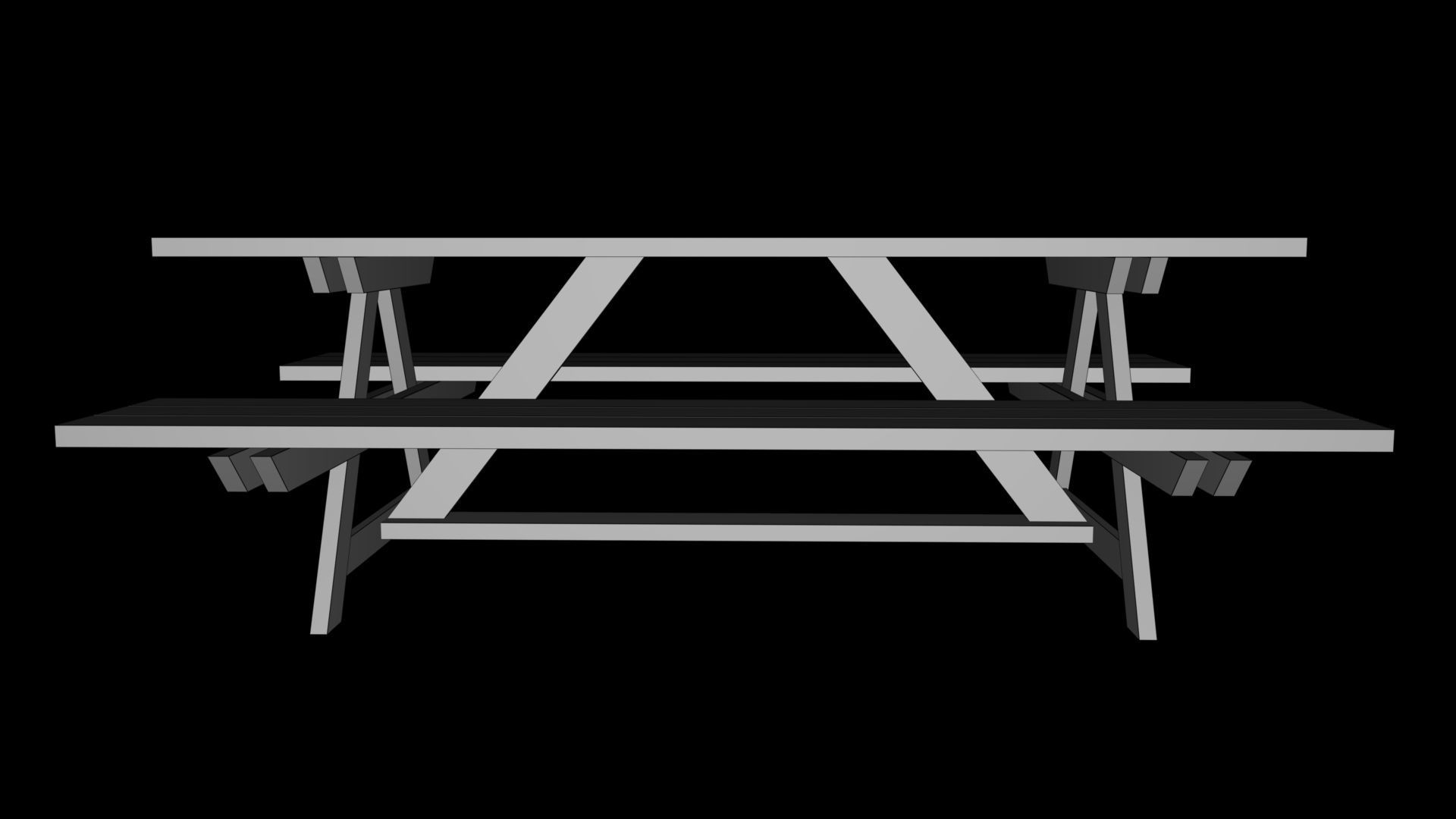 Picnic Bench Low-poly 3D model_4