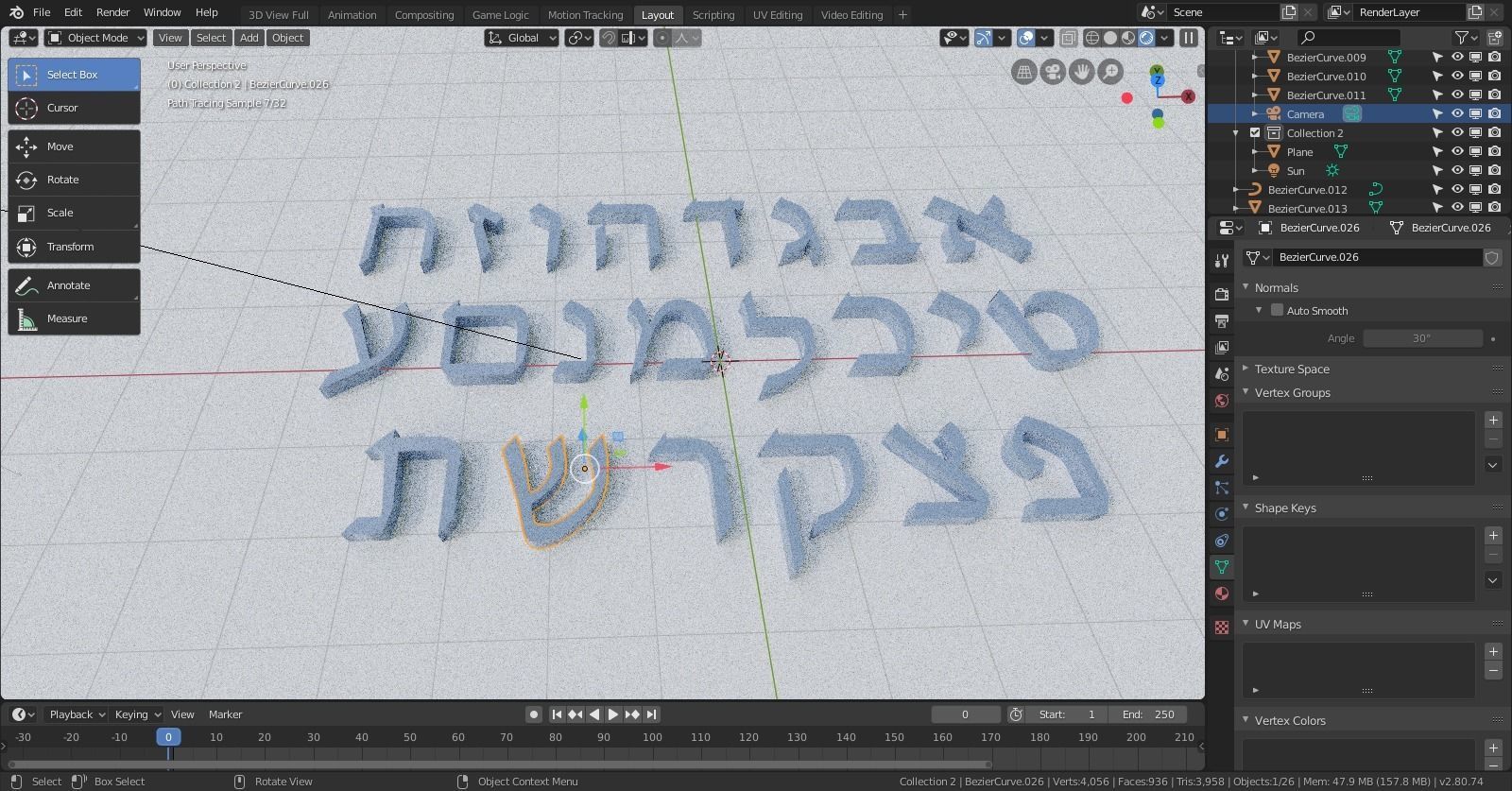 Hebrew Alphabet Low-poly 3D model_6