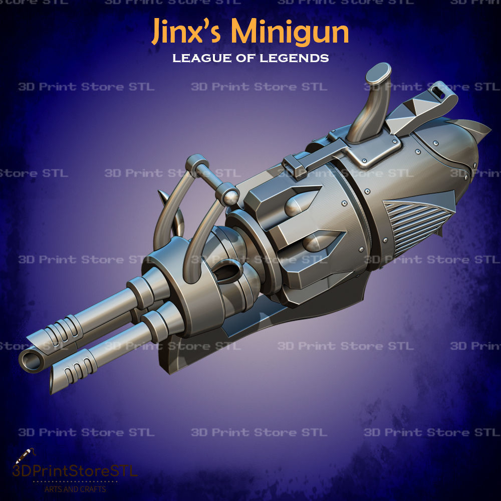 Jinx Minigun Cosplay League of Legends - STL File 3D print model_2
