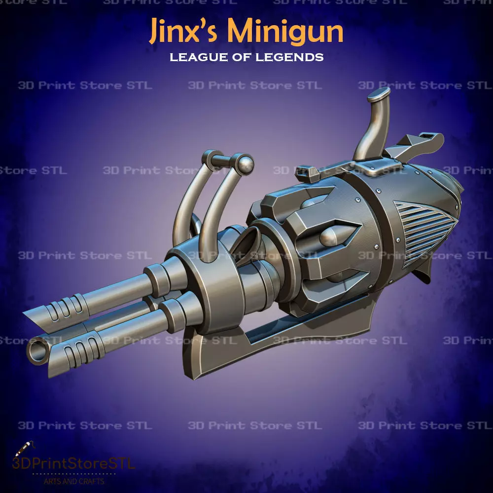 Jinx Minigun Cosplay League of Legends - STL File 3D print model_0