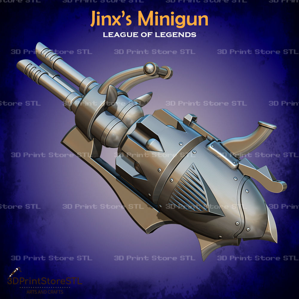 Jinx Minigun Cosplay League of Legends - STL File 3D print model_1