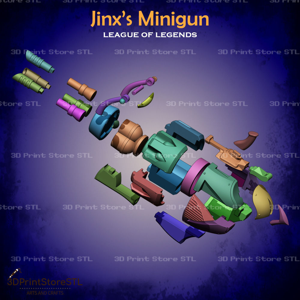 Jinx Minigun Cosplay League of Legends - STL File 3D print model_3