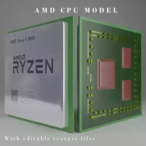 AMD CPU  Low-poly 3D model