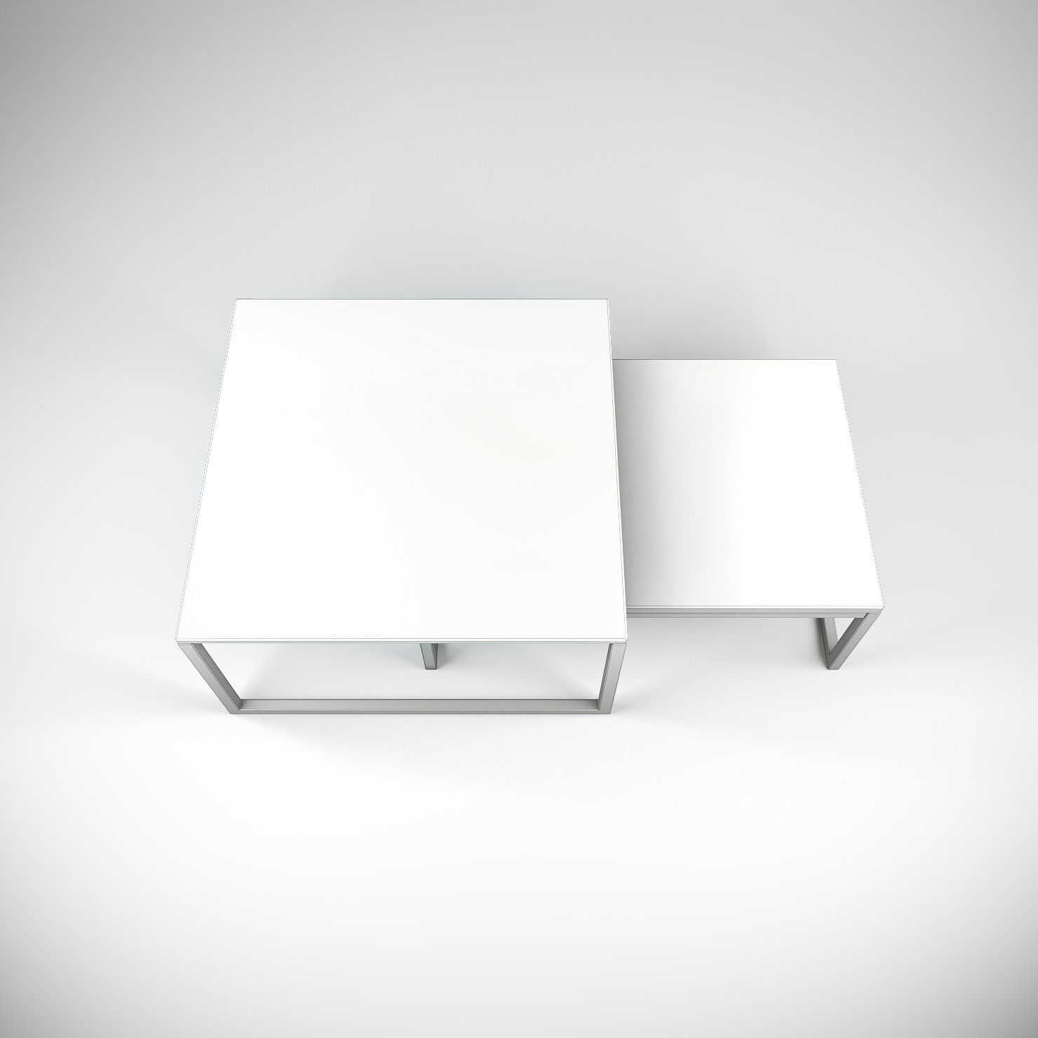 Coffeetable Set - Glass and Wood 3D model_3