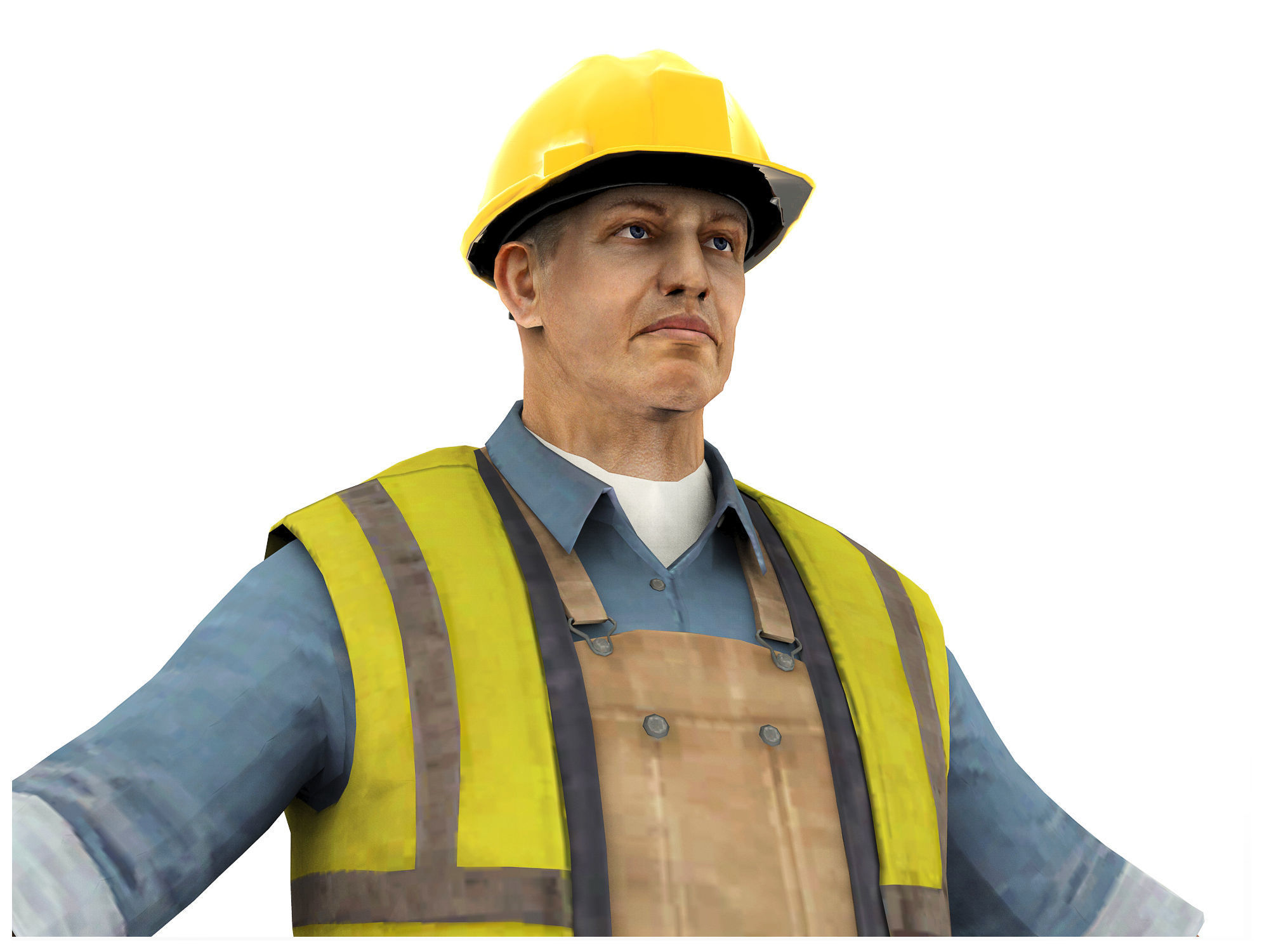 Worker CATRig Pose A Low-poly 3D model_6
