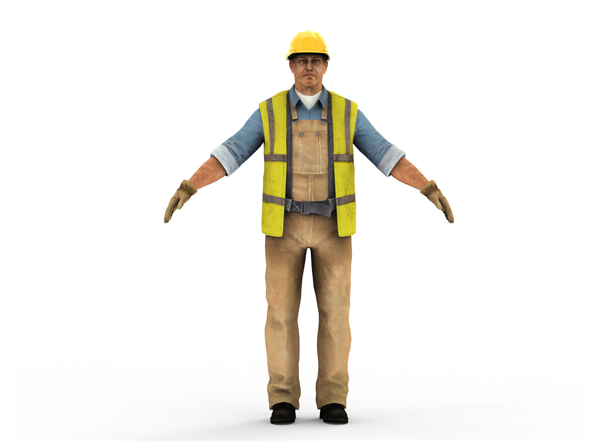Worker CATRig Pose A Low-poly 3D model_1