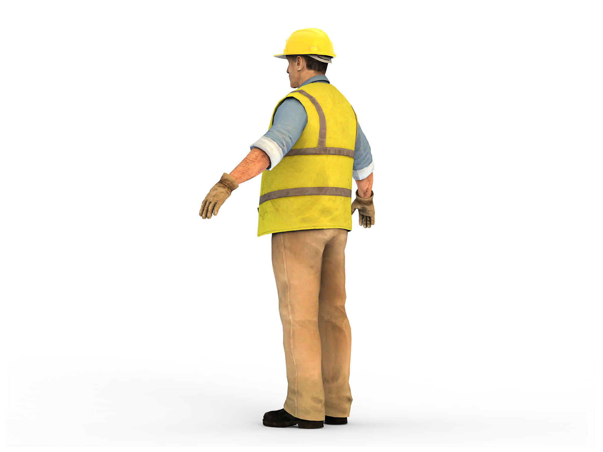 Worker CATRig Pose A Low-poly 3D model_4