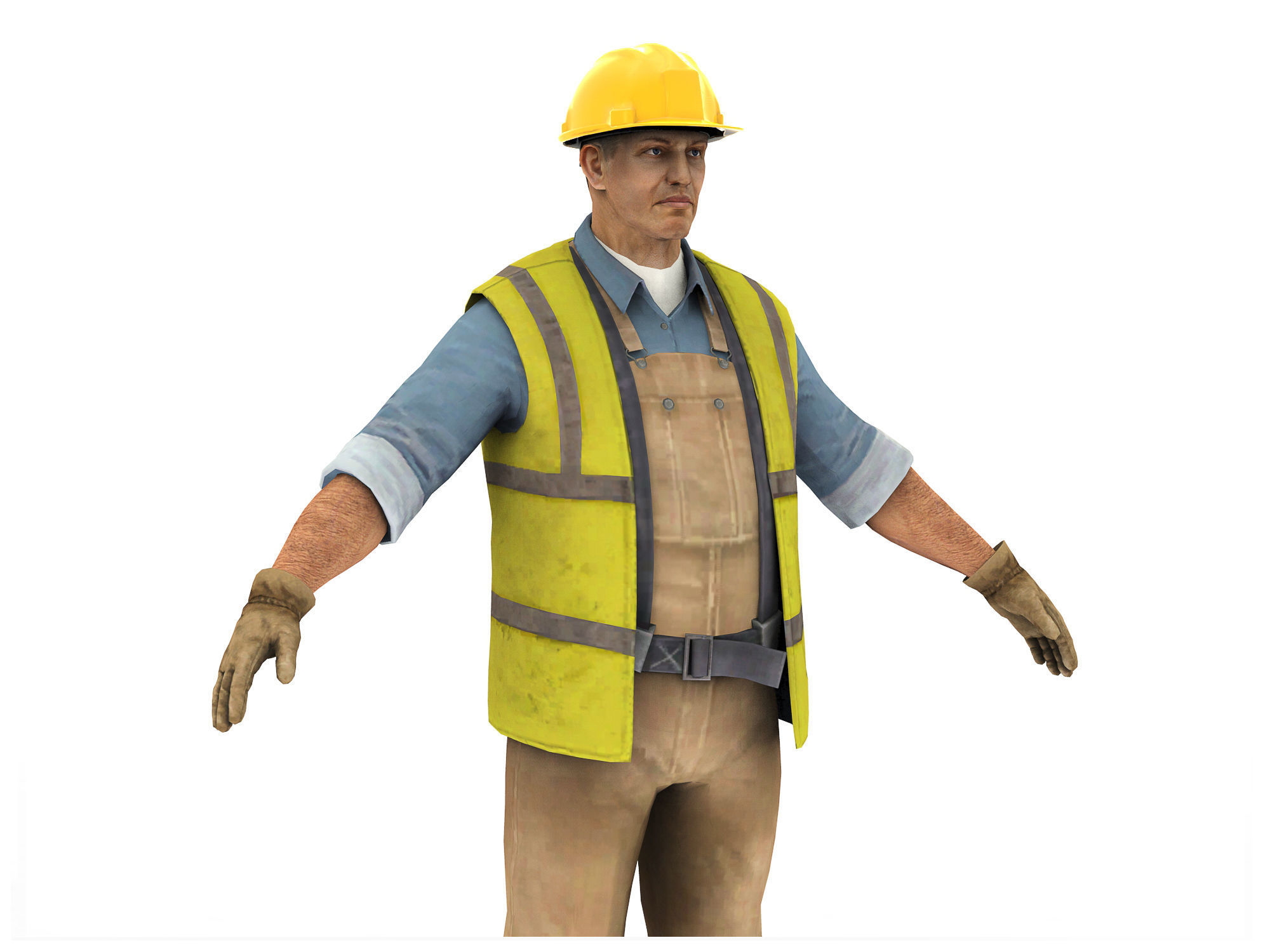 Worker CATRig Pose A Low-poly 3D model_5