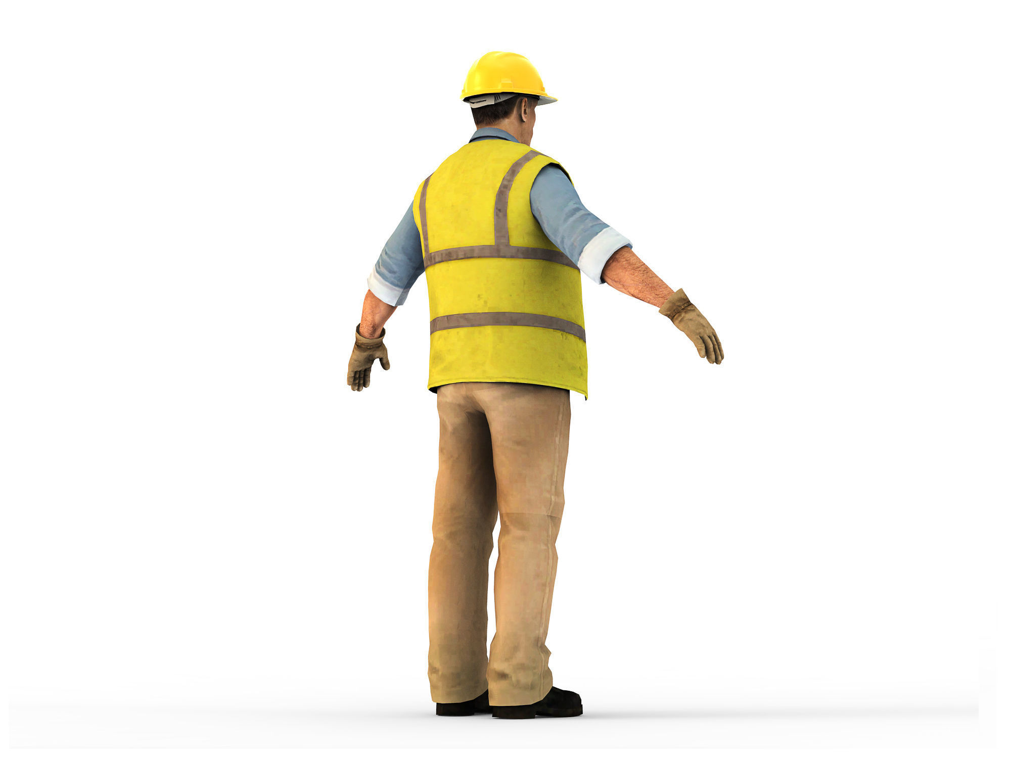 Worker CATRig Pose A Low-poly 3D model_3