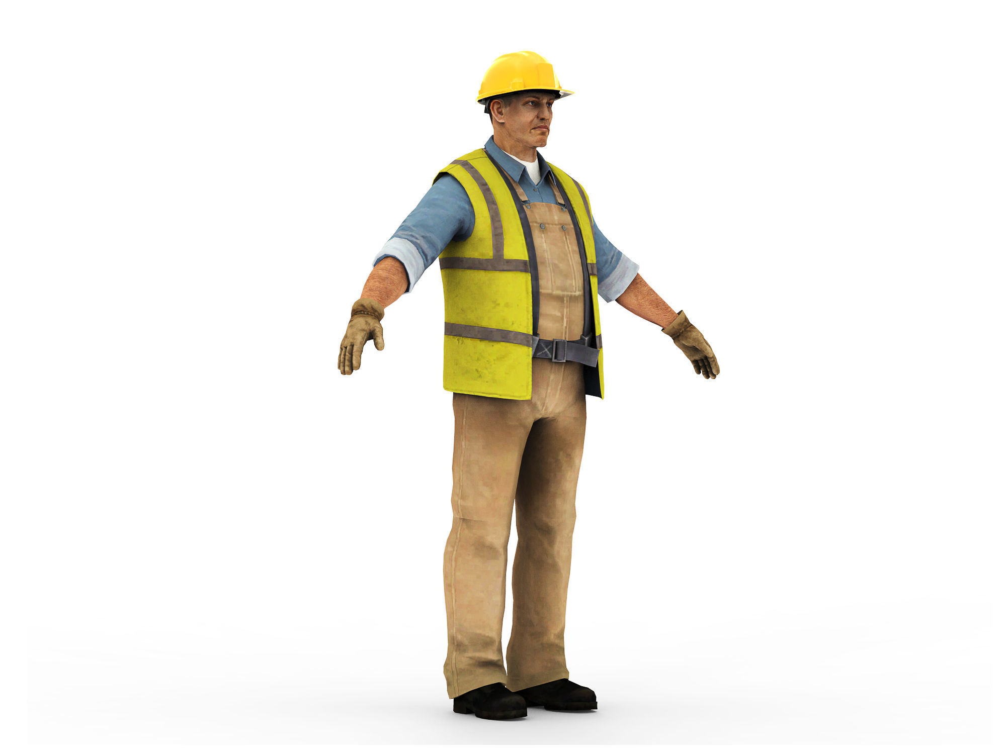 Worker CATRig Pose A Low-poly 3D model_2