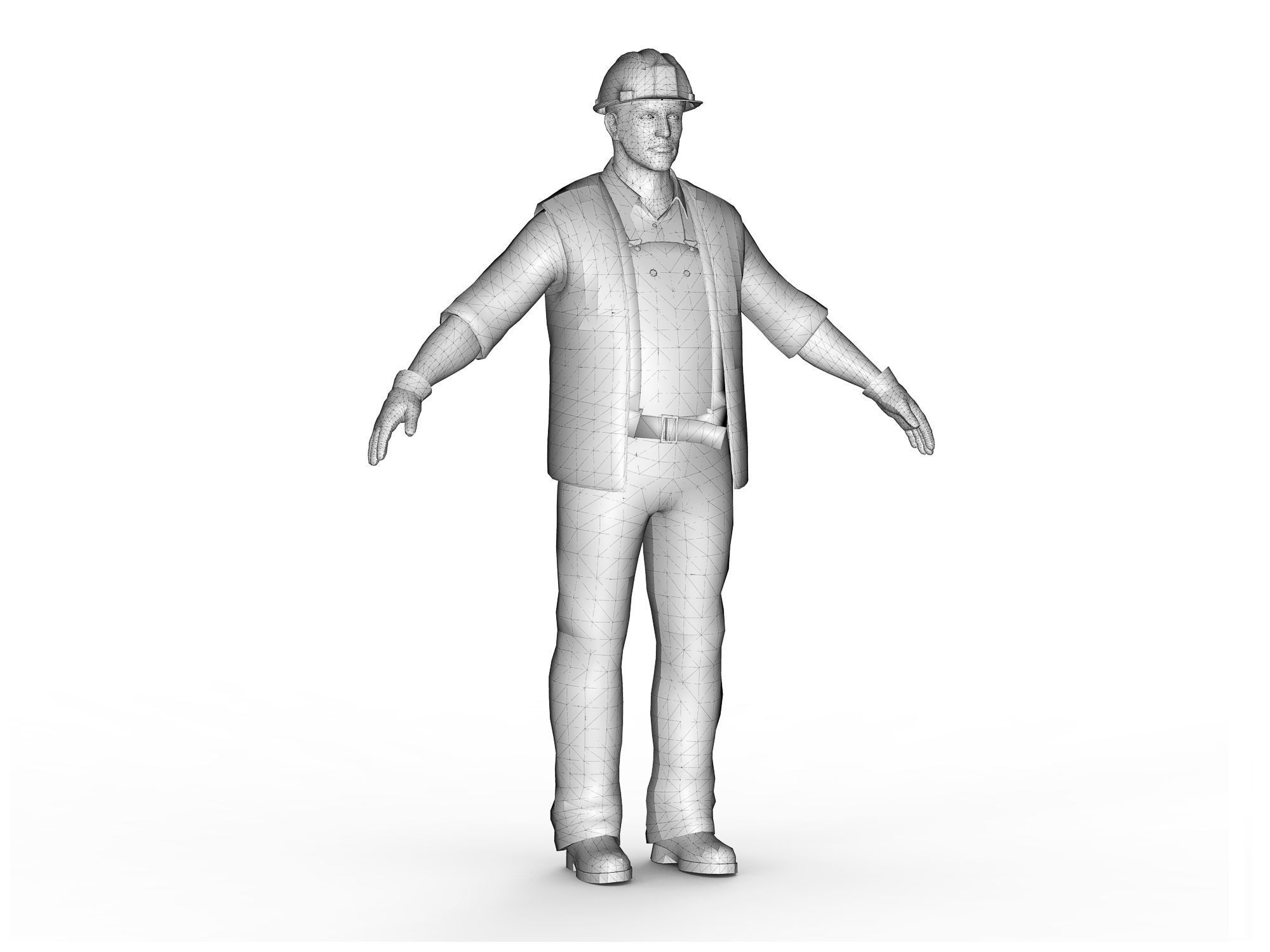 Worker CATRig Pose A Low-poly 3D model_9