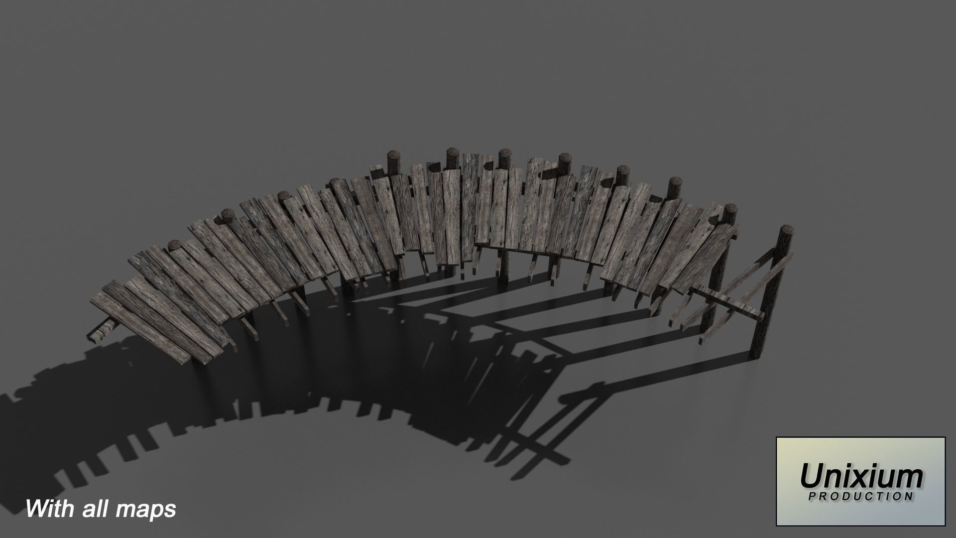 Wooden Bridge Low-poly 3D model_6